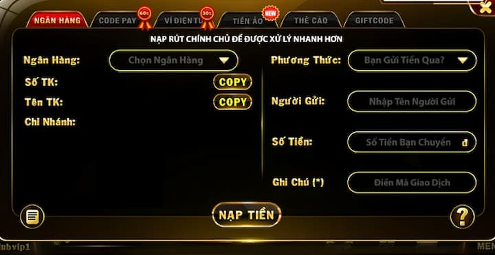 Nạp tiền nổ hũ Hitclub qua ngân hàng 