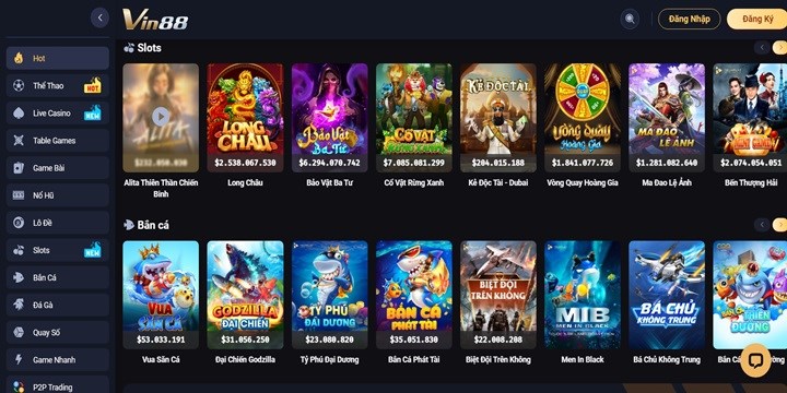 Sảnh game ăn khách không thể bỏ lỡ tại Vin88