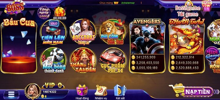 Các loại hình game tại nhà cái Bossfun