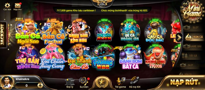 Kingfun sảnh game đa dạng thời thượng 