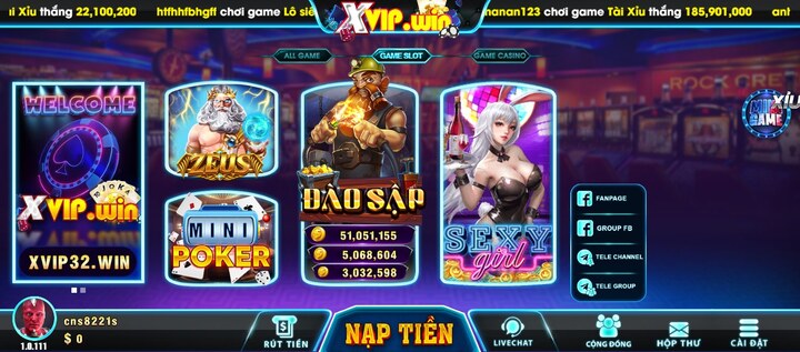 Game đổi thưởng đổi thẻ cào Xvip quy tụ kho game đồ sộ