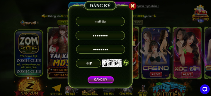 Cách đăng ký/Đăng nhập nhanh tại Zomclub