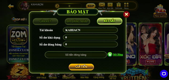 Tính năng bảo mật an toàn tại Zomclub