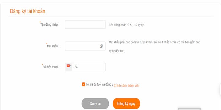 Mở tài khoản AZ888 nhập chính xác thông tin
