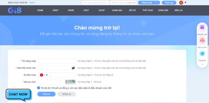 Cách đăng ký tài khoản Gi8 