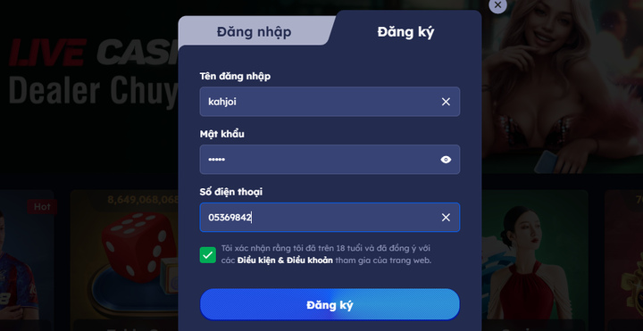 Đăng ký tài khoản mới tại Oppa888