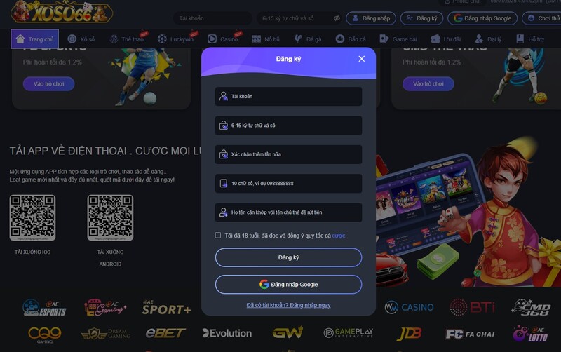 Cách bước để tham gia chơi game tại xoso66