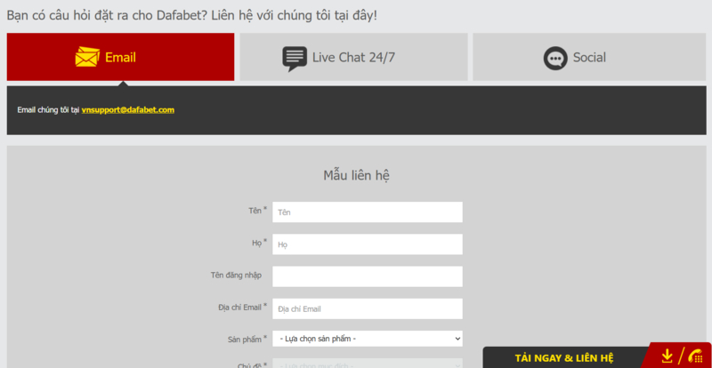Những hình thức liên hệ Dafabet 