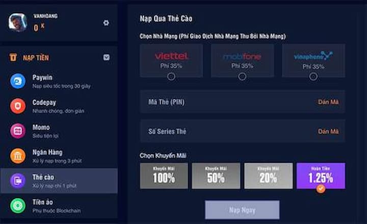Cách giao dịch nạp tiền AA88