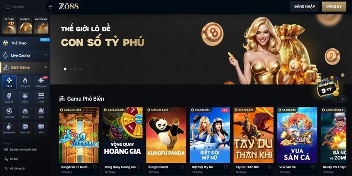 Không gian giải trí đa dạng chỉ có tại Zo88